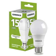 GENERICA LL-A60-15-230-40-E27-G Лампа светод. груша  15Вт E27 4000К A60  230В