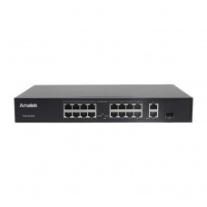 Amatek AN-S18P16 Коммутатор на 19 портов (16 PoE+ портов + 2 порта Uplink + 1 слот SFP)