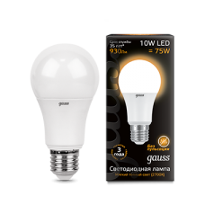 Gauss 102502110 Лампа Gauss A60 10W 880lm 3000K E27 LED